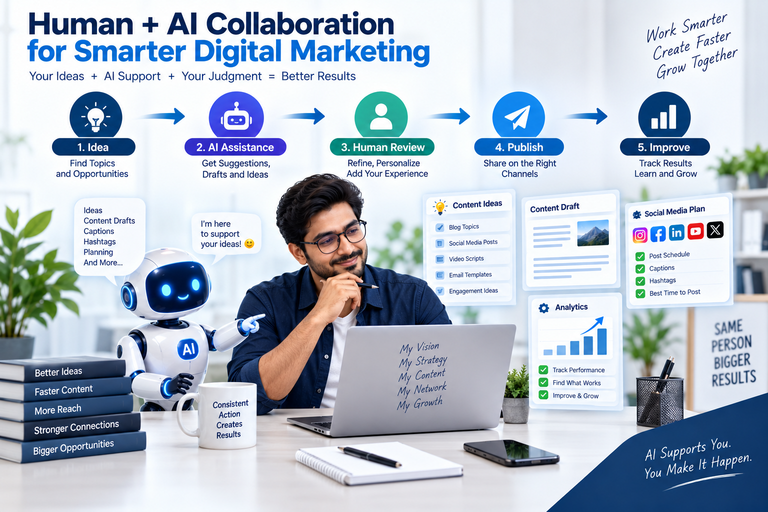 Human and AI Digital Marketing workflow