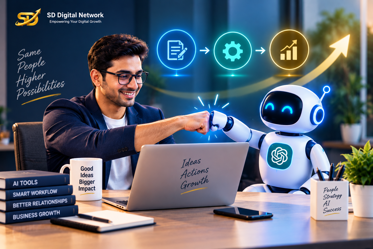 Human and AI collaboration for a smarter workflow and better growth